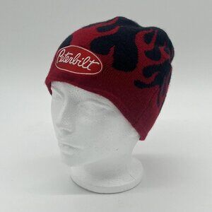 Peterbilt Trucks Knit Beanie Stocking Cap With Flames & Embroidered Patch